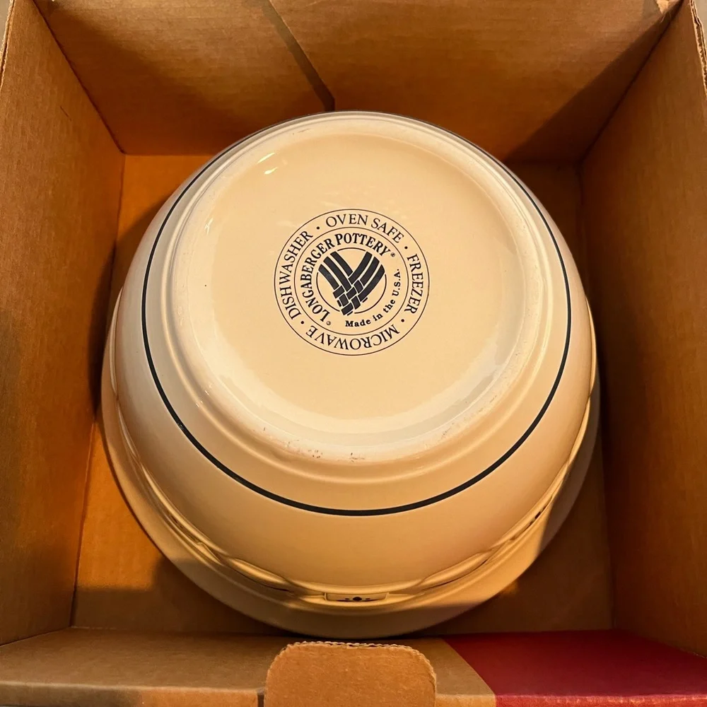 New in Box Longaberger Woven Traditions Pottery 10in Large Mixing Bowl